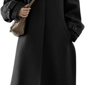 Women's Winter Hidden Single Breasted Wool Coat Raglan Sleeve Business Long Wool Overcoat