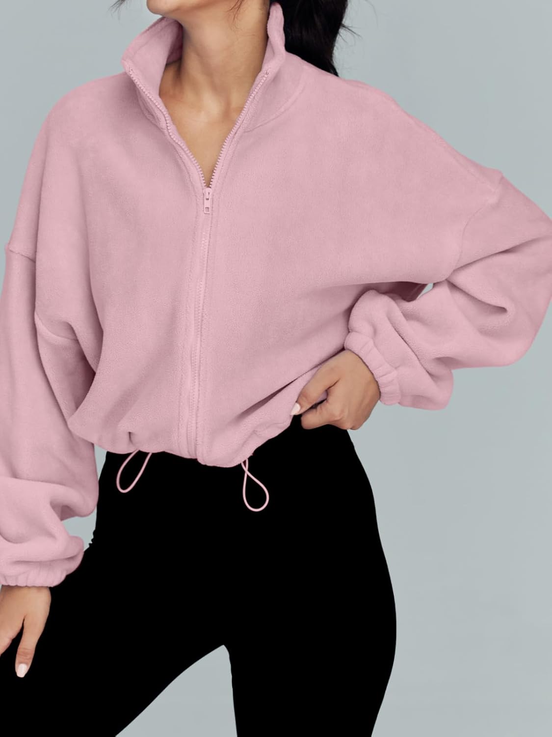 Womens Fleece Jackets Zip Up Oversized Sweatshirts Winter Clothes Long Sleeve Crop Fall Outfits Fashion - Image 2