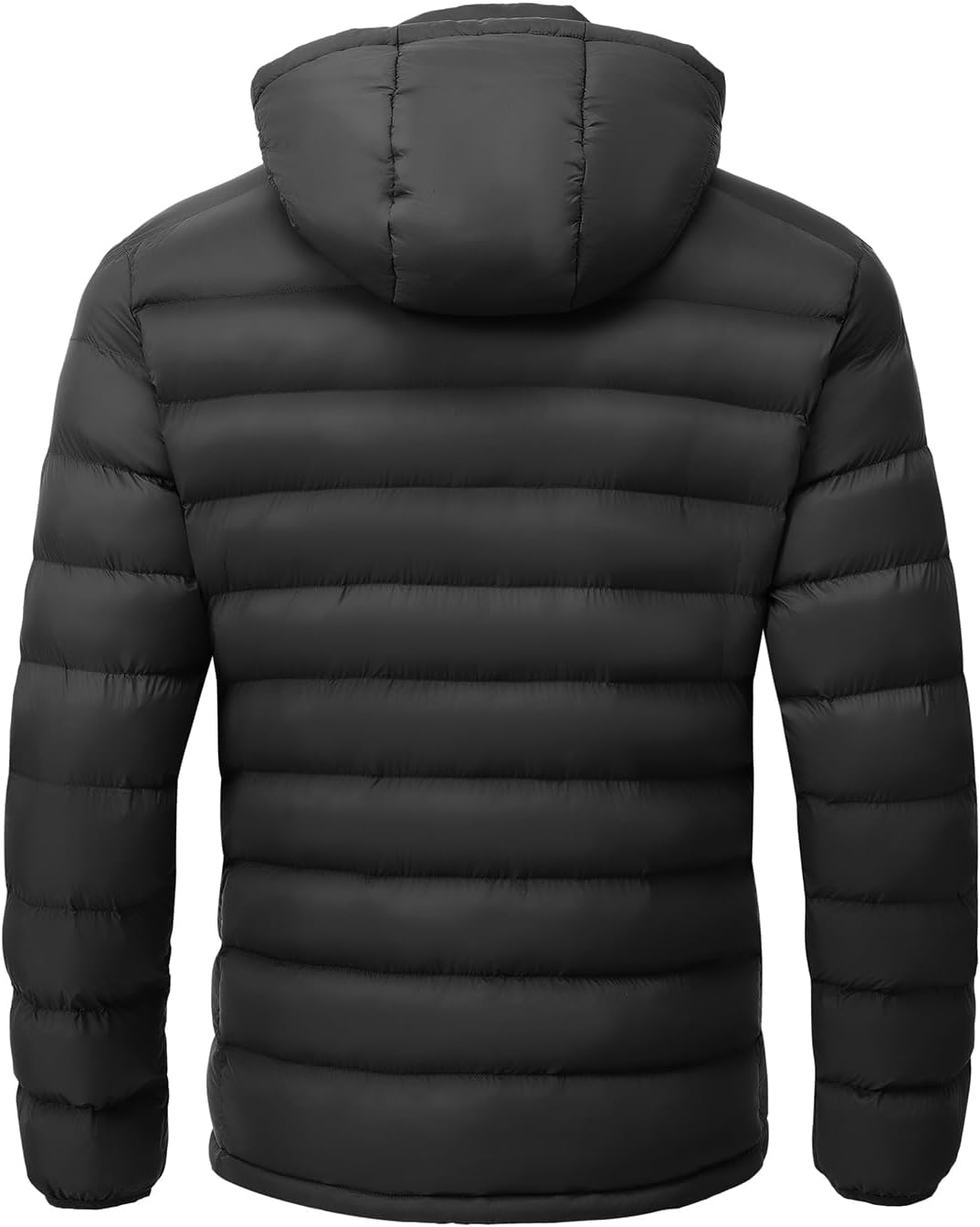 men Lightweight Puffer Jackets Detachable Hood Water-Resistant Casual Winter Coat Hooded Insulated for Travel Ski - Image 2