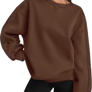 Womens Sweatshirt Long Sleeve Color Block Fleece Hoodies Fall Casual Crewneck Pullover Tunic Tops 2025