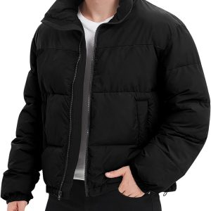 Men Puffer Jacket Winter Coats Water Resistant Long Sve Zip Up Lightweight Quilted Down Jackets