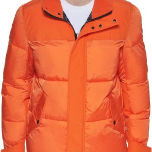 men Snap Front Puffer Jacket